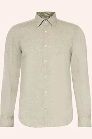 HUGO BOSS Hemd Hal Casual Fit Mit Leinen gruen