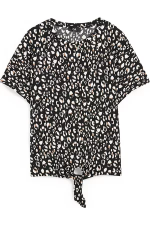 C&A Damen Shirts - T-Shirt mit Knotendetail-gemustert, , Taille: XS