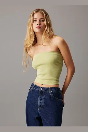 Calvin Klein Trägerloses Top aus gerippter Baumwolle