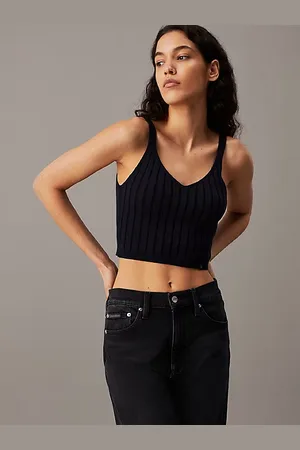 Calvin Klein Bralette-Top aus plattiertem Baumwollstrick