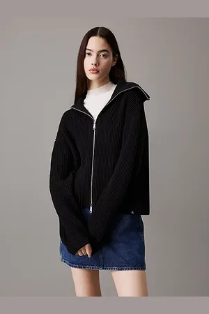 Calvin Klein Dicker gerippter Cardigan mit Reißverschluss