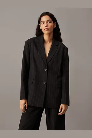 Calvin Klein Weicher Blazer Krepp-Stoff mit Nadelstreifen