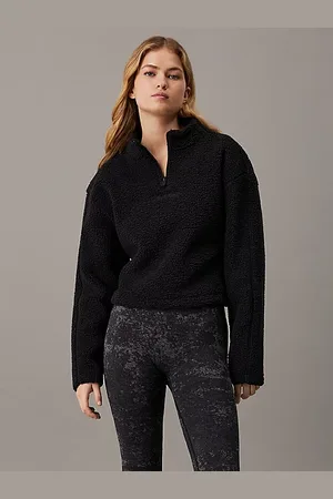Calvin Klein Cropped Pullover aus Sherpa-Fleece
