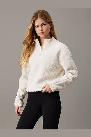 Calvin Klein Cropped Pullover aus Sherpa-Fleece