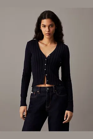 Calvin Klein Schmaler plattierter Cardigan aus Baumwolle