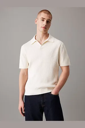 Calvin Klein Kurzärmeliger, gerippter Polo-Pullover