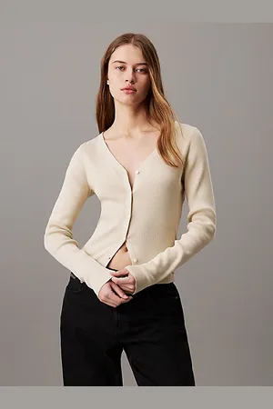 Calvin Klein Schmaler Cardigan aus Rippstrick-Baumwolle