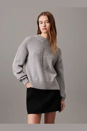 Calvin Klein Pullover aus Baumwoll-Woll-Mix mit Monogramm