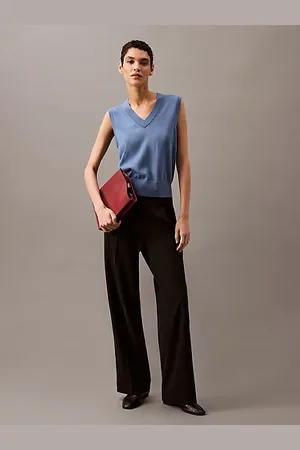 Calvin Klein Hose aus weichem Krepp mit Bundfalten