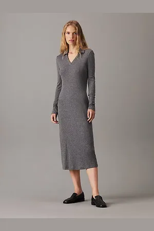 Calvin Klein Schmales Polo-Kleid aus Lyocell und Wolle