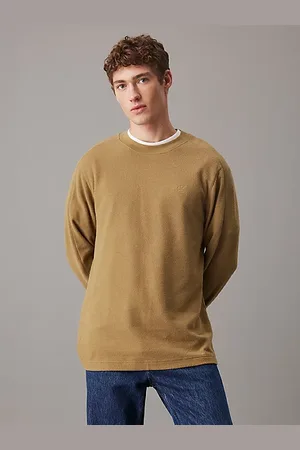 Calvin Klein Geripptes Langarmshirt aus gebürstetem Stoff