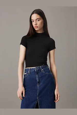 Calvin Klein Schmales, strukturiertes Rippen-T-Shirt