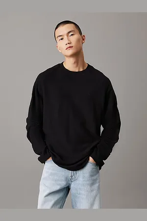Calvin Klein Geripptes Langarmshirt aus gebürstetem Stoff