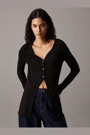 Calvin Klein Schmaler Cardigan aus Rippstrick-Baumwolle