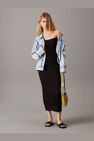 Calvin Klein Trägerloses Kleid aus gerippter Baumwolle