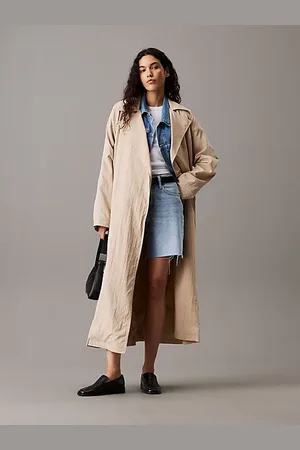 Calvin Klein Langer Trenchcoat aus weichem Nylon