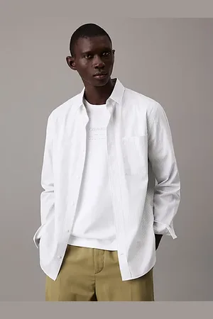 Calvin Klein Gestreiftes Hemd aus Stretch-Popeline