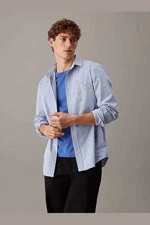 Calvin Klein Gestreiftes Hemd aus Stretch-Popeline