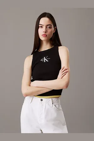 Calvin Klein Schmales, geripptes Monogramm-Tanktop