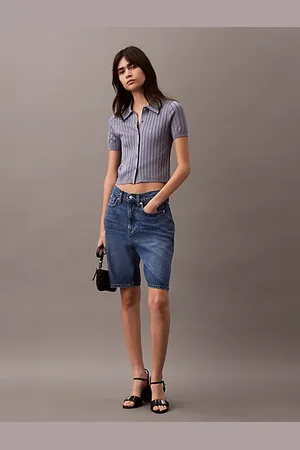 Calvin Klein Cropped Poloshirt aus glattem Strick