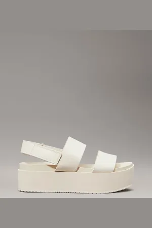 Calvin Klein Plateau-Sandalen aus Canvas mit Keilabsatz