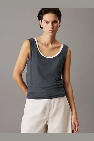 Calvin Klein Schmales Tanktop aus Jersey und Leinen