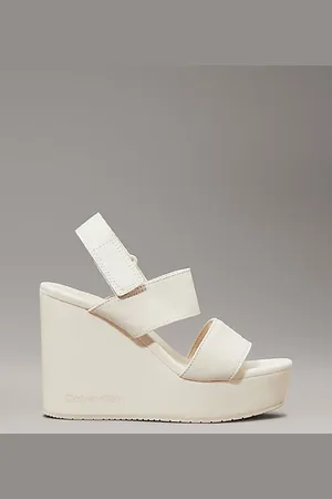Calvin Klein Plateau-Sandalen aus Canvas mit Keilabsatz