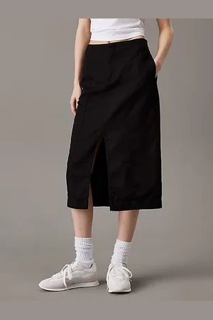Calvin Klein Midirock aus Baumwoll-Leinen-Twill
