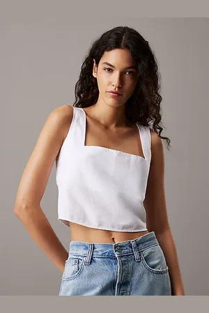Calvin Klein Top aus weichem Baumwoll-Leinen-Twill