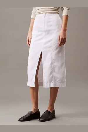 Calvin Klein Midirock aus Baumwoll-Leinen-Twill