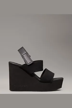 Calvin Klein Plateau-Sandalen aus Canvas mit Keilabsatz