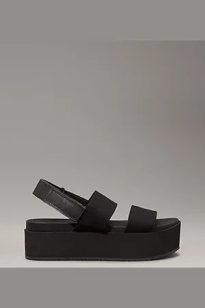 Calvin Klein Plateau-Sandalen aus Canvas mit Keilabsatz