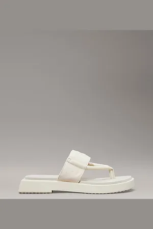 Calvin Klein Quadratische Plateau-Sandalen aus Canvas