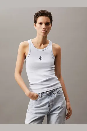 Calvin Klein Logo-Tanktop aus gerippter Baumwolle