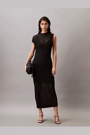 Calvin Klein Asymmetrisches Kleid mit Stehkragen