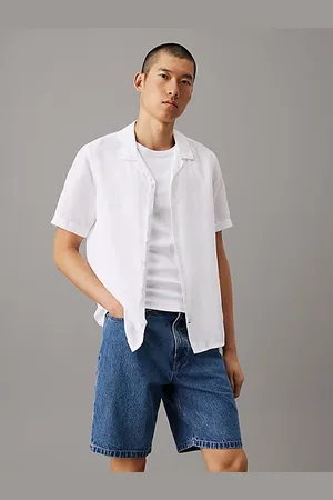 Calvin Klein Hemd aus Leinen-Baumwolle mit kubanischem Kragen