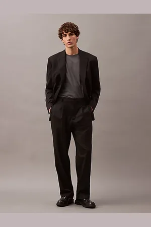 Calvin Klein Gerade geschnittene Wollhose mit Bundfalten