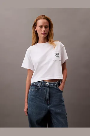 Calvin Klein Cropped T-Shirt mit Logo-Wappen