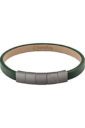 Calvin Klein Geometrisches Armband aus Leder und Stahl