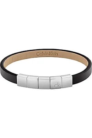 Calvin Klein Geometrisches Armband aus Leder und Stahl