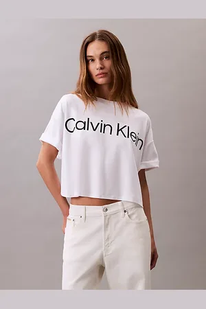 Calvin Klein Kastiges cropped T-Shirt mit Logo-Grafik