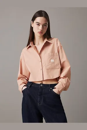 Calvin Klein Cropped Hemd aus Baumwoll-Popeline
