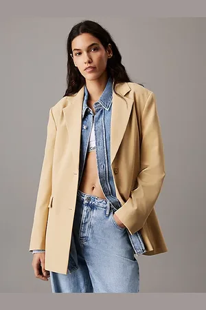 Calvin Klein Blazer aus weichem Twill mit Bindegürtel auf der Rückseite