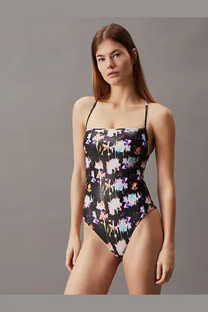 Calvin Klein Cross-Back-Badeanzug - CK Monogram Foil