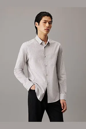 Calvin Klein Gestreiftes Hemd aus Stretch-Popeline