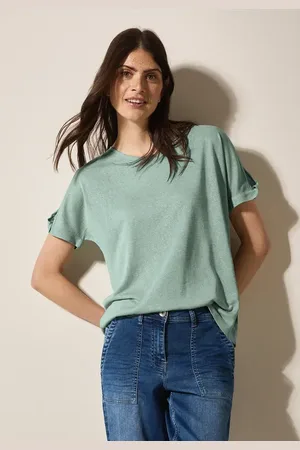 CECIL Damen Leinen-Look Glitzer-Shirt in , Gr: L