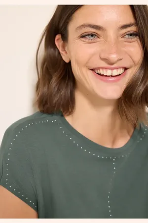 CECIL Damen T-Shirt mit Dekosteinen in , Gr: L