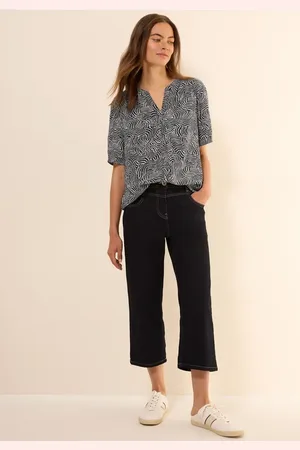 CECIL Damen Gemusterte Split Neck Bluse in , Gr: 3XL
