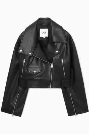 COS Verkürzte Oversized-Bikerjacke Aus Leder