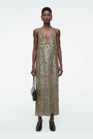 COS Gestreiftes Ärmelloses Kleid Mit Pailletten